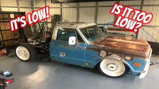 CPP Chevy C10 Air Bags Installed and Too Low??!! | Project Blue Collar