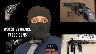 Idiots With Guns: Evidence Table Guns