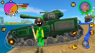 Stickman Superhero Escaping From Police Vehicles in Army Tank & Monster Truck - Android Gameplay.