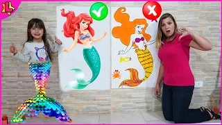 COLORING CHALLENGE WITH 3 COLOR MERMAID WITH LAURINHA AND HELENA | 3 MARKER CHALLENGE MERMAID