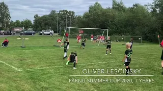 Pärnu Summer Cup, 7 years old footballer Oliver Lescinsky, playing one year up