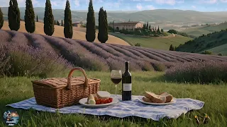 Sweet & Relaxing Italian Picnic In The Lavender Hills Of Tuscany 🧺 🇮🇹 With Soft Acoustic Guitar ✨ 🎸