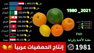 أكثر الدول العربية انتاجا للحمضيات 🍋🍊 ( من 1980 إلى 2021 )