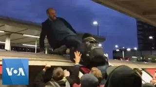 Extinction Rebellion Protesters Climb On Top of Underground London Train