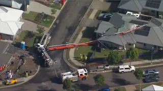 Lucky escape for family after concrete pump crushes house