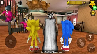 Play as Sonic Granny Super Sonic in Scary Teacher 3D | Troll Miss T Gameplay Mod