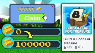 CLAIM 100,000 GOLD FAST!!💰| Build a boat for Treasure ROBLOX