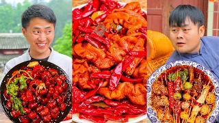 mukbang: Dongpo Braised Pork丨morel丨 spicy food competition丨bracken丨 fat sausage