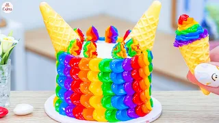 Sweet Rainbow Petal  Ice CreamCake🌈1000+ Miniature Rainbow Cake Recipe🌞Best Of Rainbow Cake Ideas