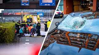 Voetganger zwaargewond na aanrijding met auto, automobilist op de vlucht Zuidplein Rotterdam