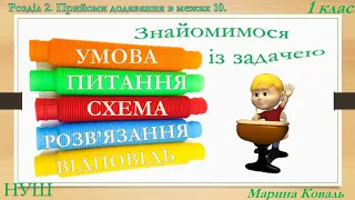 Знайомимося  із задачею. Математика.1 клас. НУШ. Відеоурок.