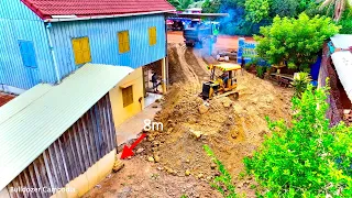 Full video !! new project pours soil to the height of the road in front of the house