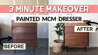 Painted Mid Century Modern Dresser | 3 Minute Makeover