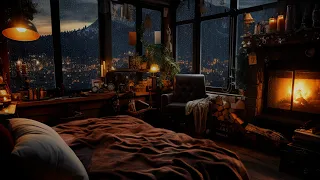 Fireplace and Rain Sounds | Relieve Stress and Sleep Better with Heavy Rain Sounds & Cozy Fireplace