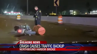 Motorcycle accident cause of early morning Harbor Bridge lane closure