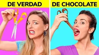 EL RETO DE LA COMIDA DE VERDAD VS. LA DE CHOCOLATE || 33 Pruebas de sabor por 123 GO! CHALLENGE