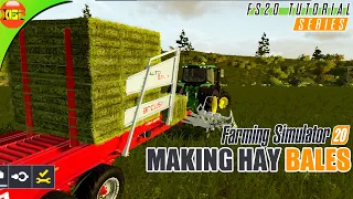 Making Hay Bales in | Farming  Simulator 20 | bales tutorial guide fs 20!