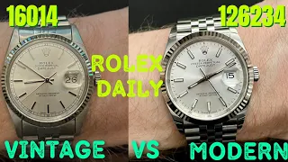 Rolex Datejust daily, don't buy vintage! 16014 vs 126234, 40 years old vs 1 year old. (Silver 36mm)