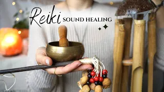Reiki ASMR ~ Sound Therapy for Healing | Singing Bowl, Wind Chimes, Rattle (No Talking)