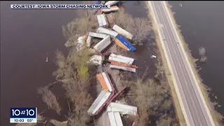 Drone shows Wisconsin train derailment