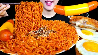 ASMR 불닭볶음면 먹방! 바삭한 치즈 돈까스, 치즈 소세지 리얼사운드 먹방 🔥SPICY FIRE NOODLES CHEESE PORK CUTLET EATING SOUNDS