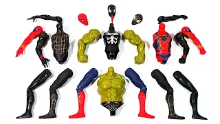 Merakit Mainan Red Spider-Man vs Black Spiderman vs Venom vs Hulk Smash Avengers Superhero Toys