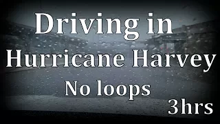 3hrs  Driving in the Rain "Hurricane Harvey" "No Loops" ASMR