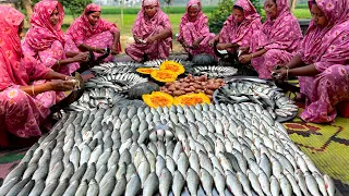 600p Carp Fish Torkari Recipe - Fish Cutting & Cooking in Village - Rohu Fish Curry