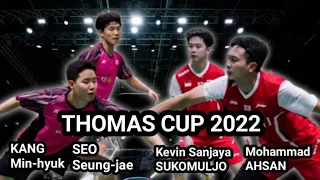 Mohammad Ahsan/Kevin Sanjaya Sukomuljo vs Kang Min-hyuk/Seo Seung-jae THOMAS CUP 2022 || INA VS KOR