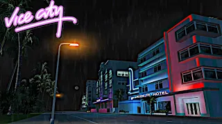 VICE CITY NIGHT WITH LIGHT RAIN OCEAN VIEW HOTEL | AMBIENCE, SLEEP, RELAX | 1 HOUR