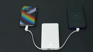 Обзор внешнего аккумулятора со встроенным кабелями  Micro-USB и Type-C и Lightning