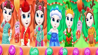 My Talking Angela 2 Lunar New Year vs My Talking Angela 2 Chistmas All Outfits Gameplay Android ios
