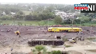 Aerial Visuals From Drone Camera Show The Restoration Work Underway At Balasore Accident Site