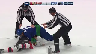 Erik Brannstrom vs Jayce Hawryluk First career Fight Ottawa Senators at Vancouver  Canucks