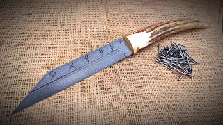 Wootz steel from boot nails . Viking knife making