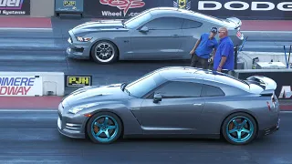 Mustang GT vs Nissan GT-R - drag racing