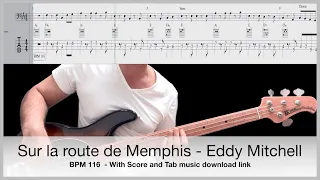 Sur la route de Memphis - Eddy Mitchell - Bass guitar cover - Tabs and Score music download link -
