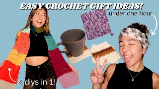 quick and easy crochet gift ideas ✨🎁 | xmas gifts in ONE HOUR (4 DIY's in 1!)