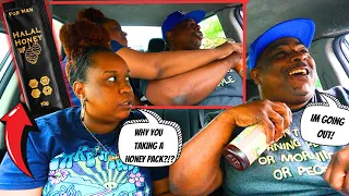 Taking A HONEY PACK Then RUSHING To DROP MY FIANCE OFF AT HOME PRANK! *HILARIOUS REACTION*