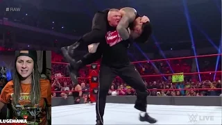 WWE Raw 1/16/17 Brock Lesnar F5s Roman Reigns