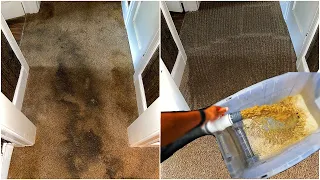 Deep cleaning HEAVILY SOILED carpet for a long time customer!
