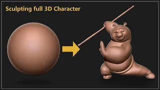 Sculpting full 3D Character for 3D printing in ZBrush Timelapse - Kung Fu Panda