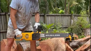 Dewalt 54v chainsaw 500mm - how is it on batteries