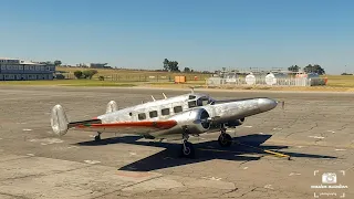 beech18 close-up startup ,take-off ,and landing