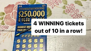 NEW Florida lottery $250,000 a year for life scratch off tickets 10 in a row 4 winning tickets ￼