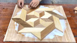 Amazing Scrap Wood Recycling Project // Make A Unique 3D Wall Clock // Wood Recycling
