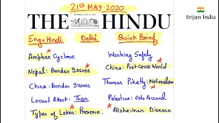 21st May, 2020 | Newspaper Brief | The Hindu | Srijan India