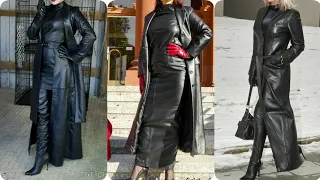Outstanding and gorgeous leather long power dresses for women & girls #leatheroutfits #leather