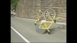Luc Leblanc crashes into a wall in the 1997 Giro d'Italia.