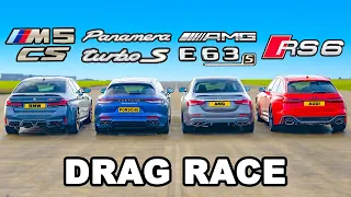 BMW M5 CS v AMG E63 v Audi RS6 v Porsche Panamera Turbo: DRAG RACE